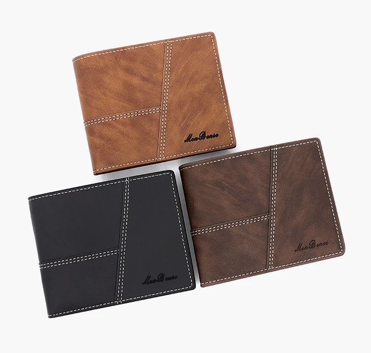 New Wallets Engraving Vintage Card Holder Small Male Purse Slim Coin Pocket PU Leather Wallet For Man