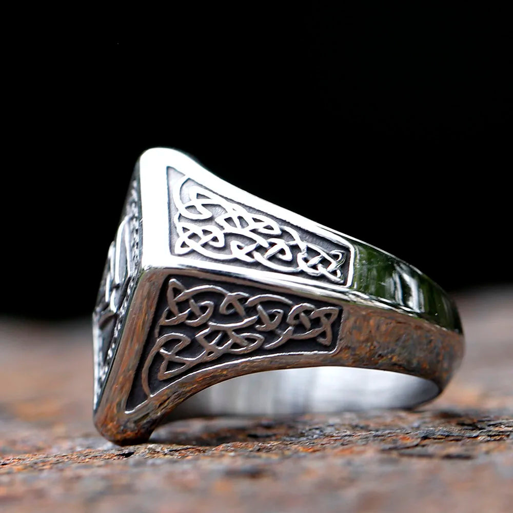 New Vintage 316L Stainless Steel Val Knut Amulet Ring Punk Men Unisex Jewelry For Party Gift