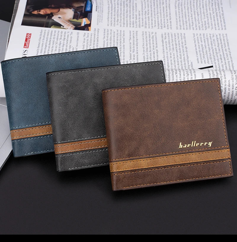 New RFID Short Men Wallets Simple Credit Card Holder Brand Male Wallet Engraving Small Zipper Coin Pocket Men's Purses