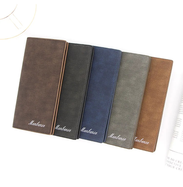 New Long Men Wallets Name Customized Long Clutch Bag Thin Men's Wallet Luxury PU Leather Card Holder Classic Frosted Male Purses