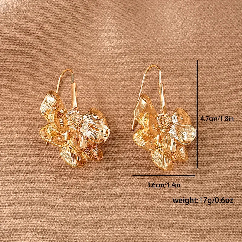 Trendy Earrings For Women Minimalist Metal Creative Flower Ear Hook Holiday Party Gift OL Fashion Jewelry Accessories E477