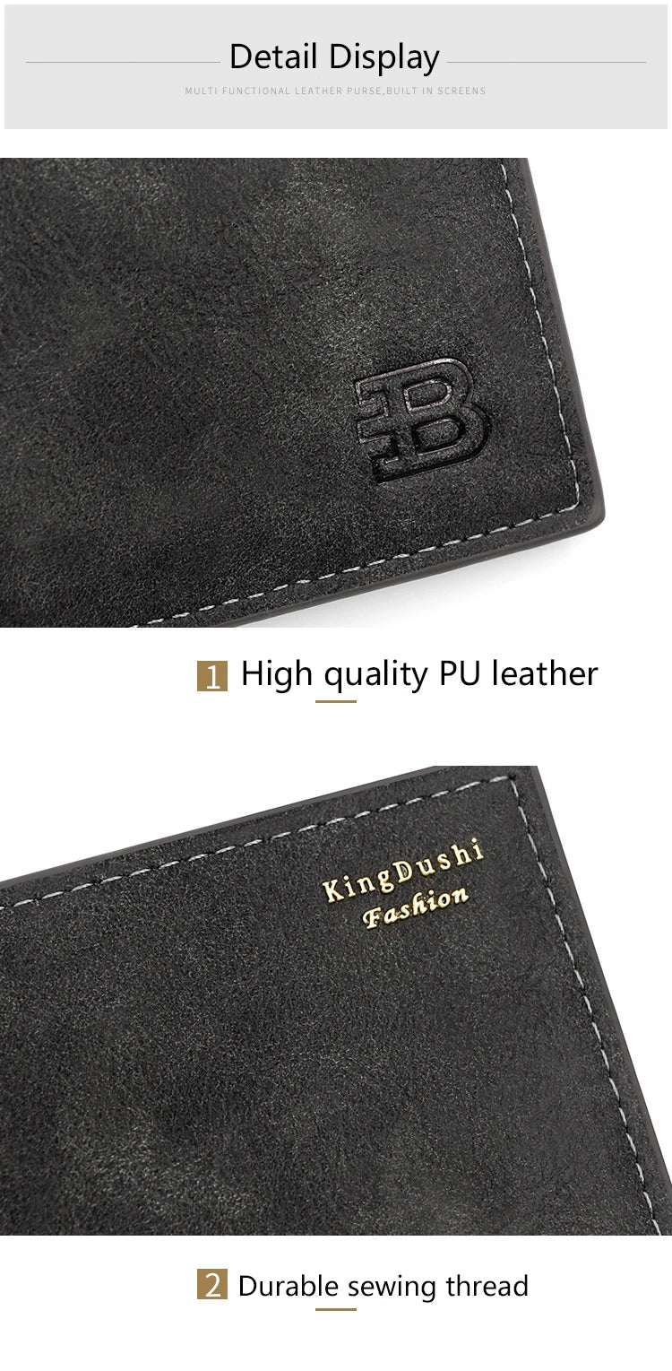 Short Men Wallets Engraving Vintage Card Holder Zipper Coin Pocket Retro Male Wallet PU Leather Small Men's Wallet