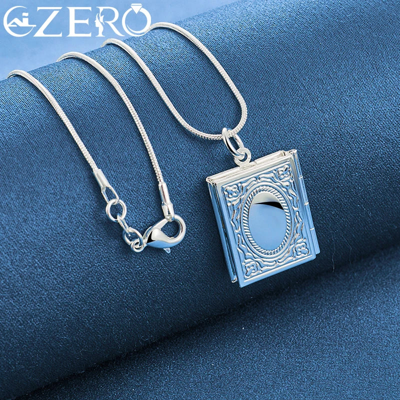 925 Sterling Silver 18-30 Inch Chain Square Photo Frame Pendant Necklace For Women Wedding Party classic fashion Jewelry