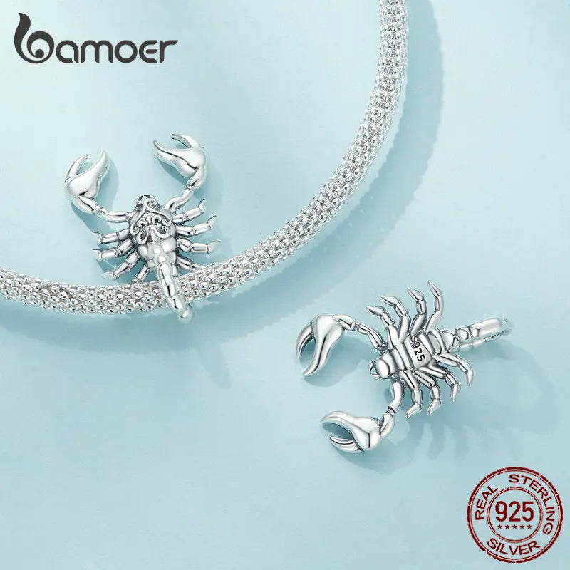 Bamoer 925 Sterling Silver Scorpion Pendant Necklace Platinum Plated Neck Chain for Women Party Fine Jewelry Gift