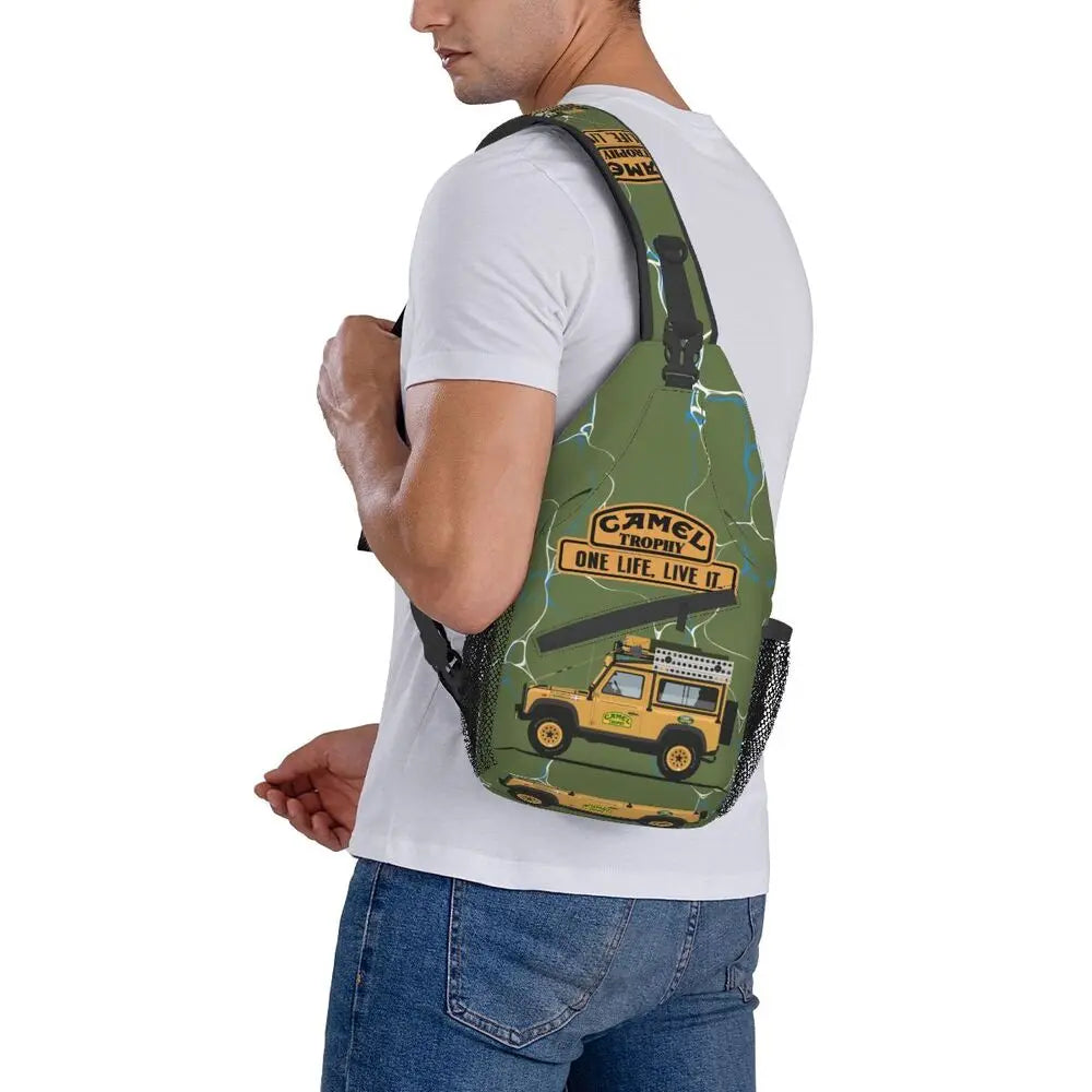 حقيبة ظهر مخصصة للرجال من Camel Trophy Defender 110 Sling Chest Bag Crossbody Shoulder Backpack للسفر اليومي