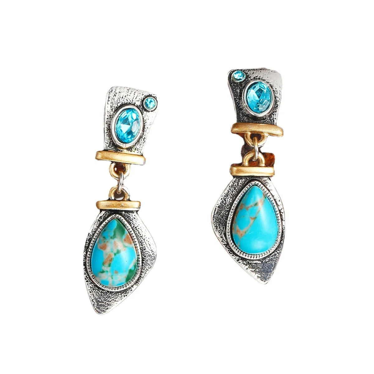 Irregular Sea Blue Vintage Earrings For Women Crystal Natural Stone Jewelry Wholesale