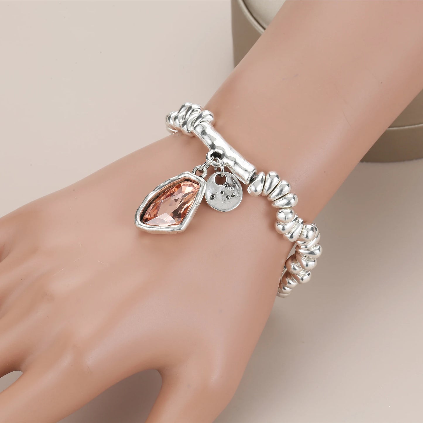 Fashion Jewelry Ancient Silver Plated Crystal Adjustable Size Women Bracelet Friends Gift