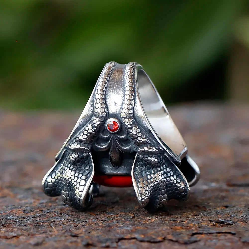 2024 New Creative 316L Stainless Steel Four snake heads and red zircon punk Ring For Men Fashion Biker animal Jewelry Gift