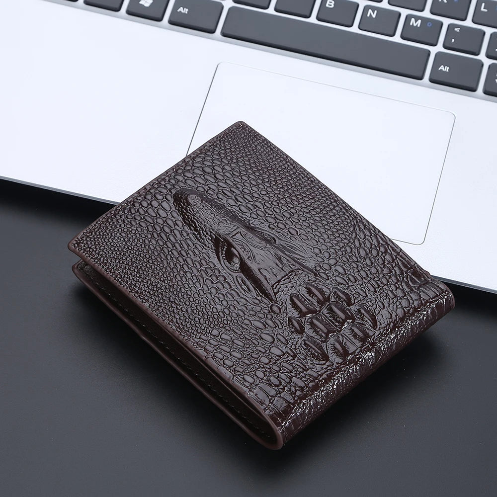 New Wallets Crocodile Pattern Brand Card Holder Men's Wallet Small Coin Pocket Photo Holder Male Purse