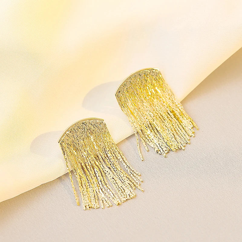 European and American Heavy Industry Metal Tassel Vintage Earrings Fashion Jewelry Women's Temperament Earrings Accessories