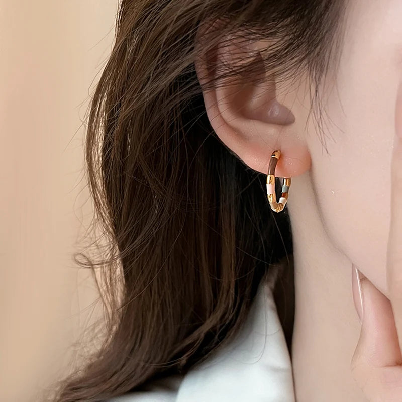 Girls' Colorful Enamel Mini Metal Round Earrings 2024 Fashion Jewelry For Daily Wear Women's Party Sexy Sweet Ears Accessories