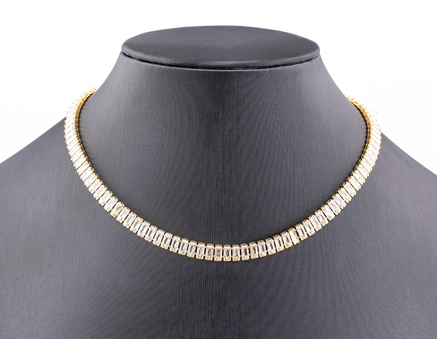 Classic Colorful Tennis Necklace Women Rectangular Full Zircon Neck Jewelry Adjustable Wedding Party Gift