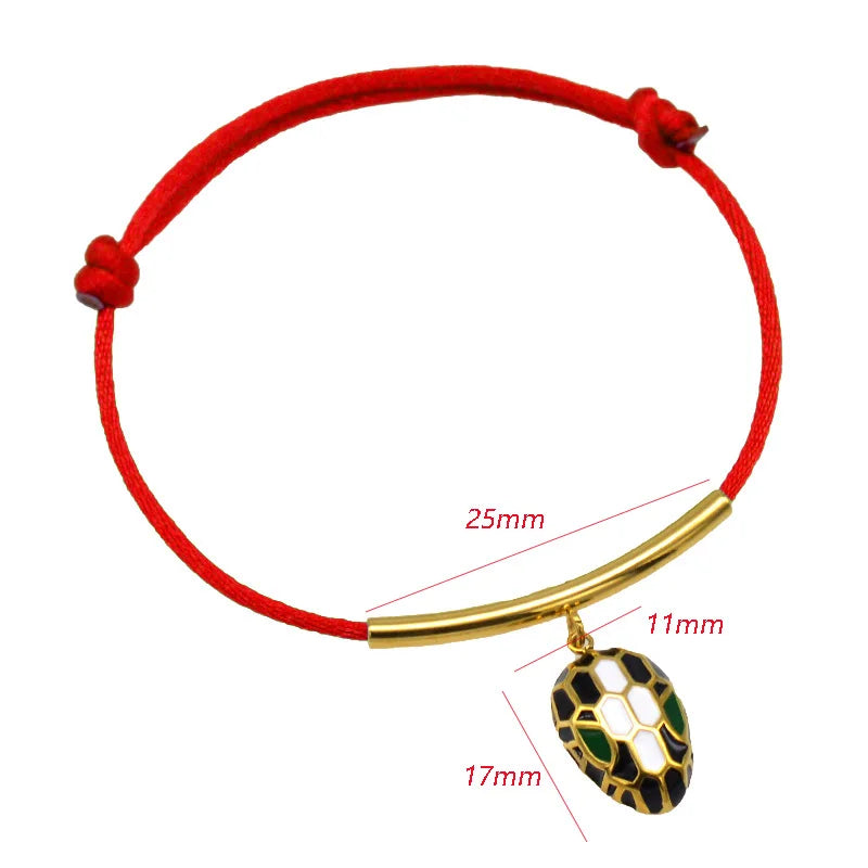 Classic Design Enamel Snake Head Rope Bracelet Bangle for Women Gold Color Stainless Steel Adjustable DIY Bracelet Accessories