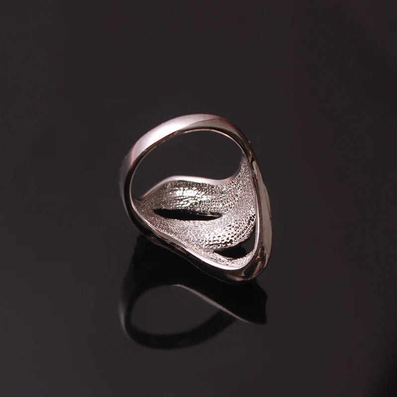 Unique Women's Large Stylish Ring With White Stone Jewelry Finger