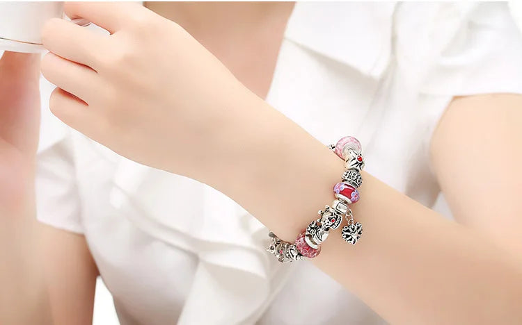 Queen Jewelry Charms Bracelet & Bangles With Queen Crown Beads Bracelet for Women