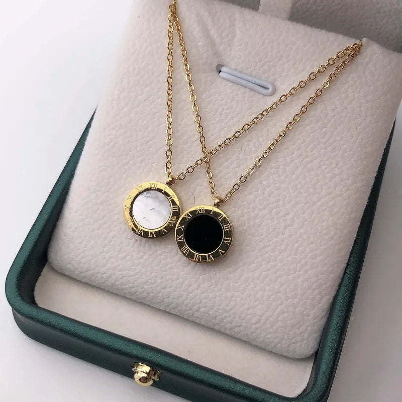 Luxury Famous Brand Jewery Set Gold Stainless Steel Roman Number Necklace Earrings Bracelet For Women Best Gift For Friends