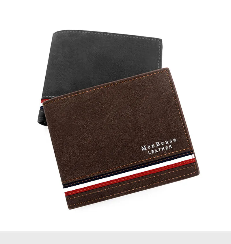 High Quality PU Leather Men Short Wallets Classic Simple Card Holder Men's Purses Photo Holder Small Slim Male Handbags