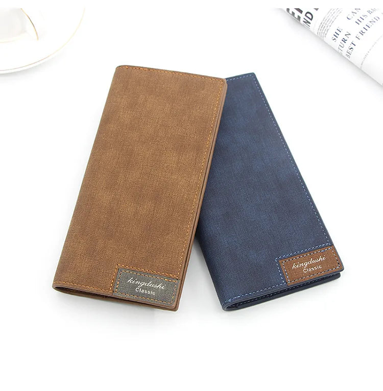 New Long Men Wallets Name Customized Long Clutch Bag Thin Men's Wallet Luxury PU Leather Card Holder Classic Frosted Male Purses