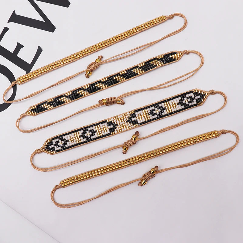 2024 Golden Miyuki Beads Bracelet Bohemian Style Geometric Patterns Fashion Mexican Bracelet Women's Friendship Jewelry