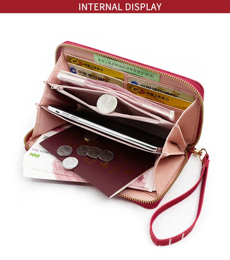 New Women Long Wallets Phone Bags Card Holder Female Purses Zipper Handbag Coin Pocket Women's Clutch Wallet Money Clips